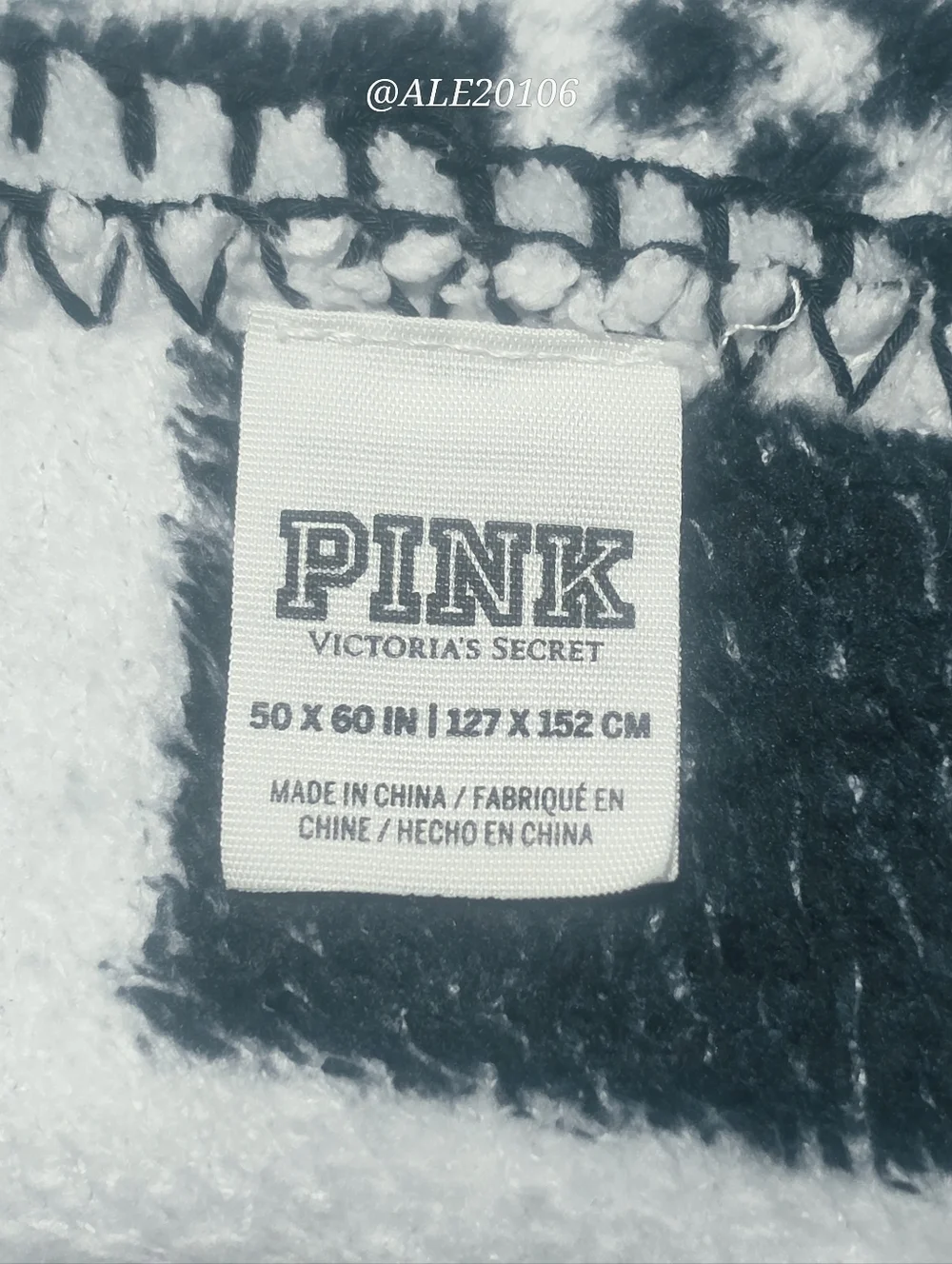 Victoria’s Secret PINK Blanket 50x60 Soft Cozy Throw Black White Pink Logo